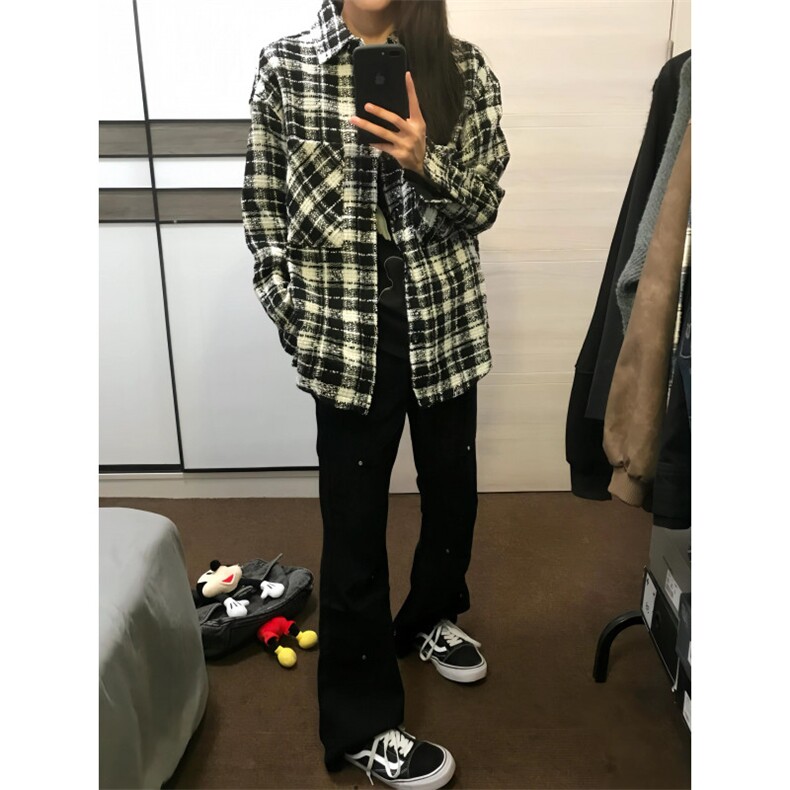 【有货】cleanfit黑白格子小香风外套高级感痞帅夹克237LL-特P55,男装夹克,星座1007（原301D）