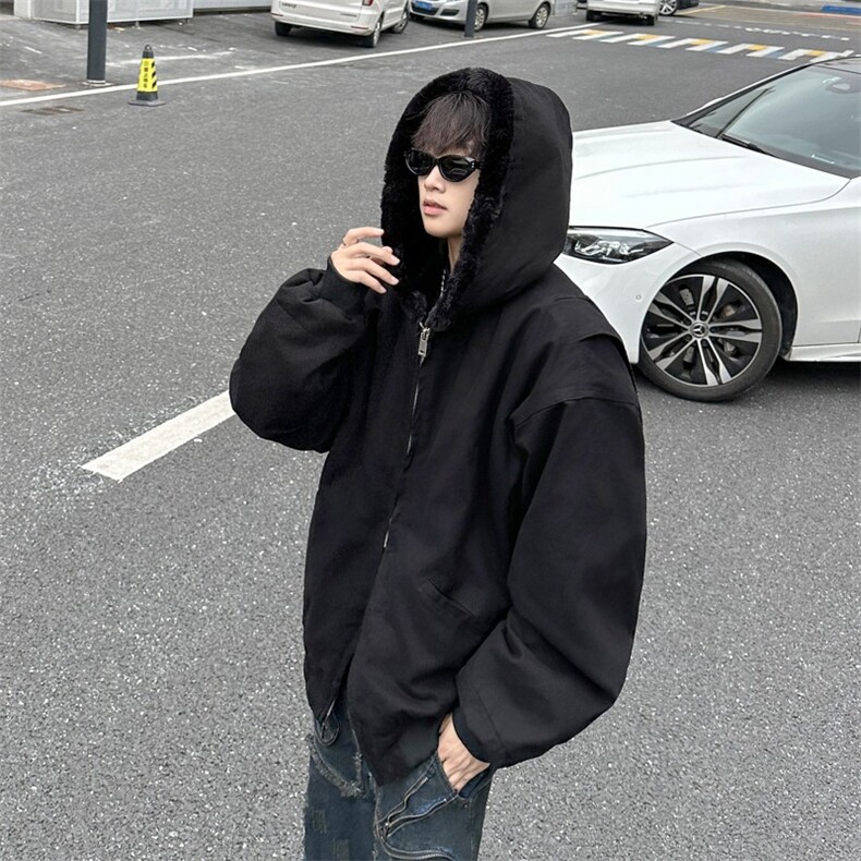 【有货】DHY308-P110美式简约加绒夹克连帽外套男新款冬季座山雕,男装夹克,星座603-2