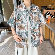 夏季男士印花短袖衬衫四面弹个性衬衣外套，男装衬衫，星座1013