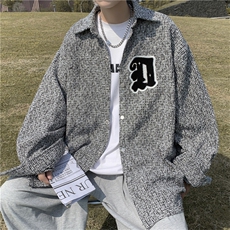 美式高街复古字母刺绣衬衫vibe潮牌宽松夹克外套男JK01372-P55，男装夹克，星座308B-1
