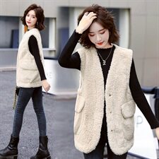 时尚气质仿羊羔毛马甲女冬季新款百搭显瘦保暖外套，女装马甲，超帛