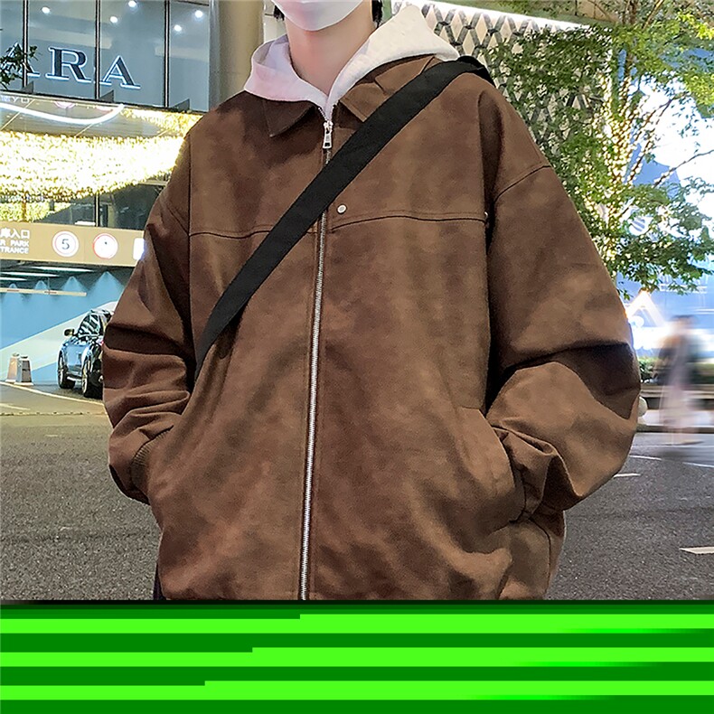 翻领夹克男2024秋新款潮复古宽松休闲外套A436-2377-P90,男装夹克,电商A436