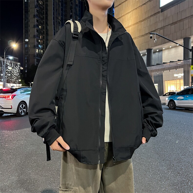 抖音直播飞行立领休闲纯色复古百搭外套美式教练夹克26188-39，男装夹克，星座1402-1