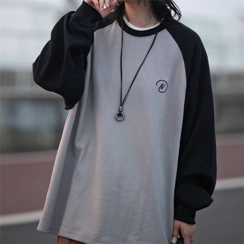 港风春款男女圆领套头卫衣华夫格刺绣外套WY0025P38，女装短外套，星座1013-1