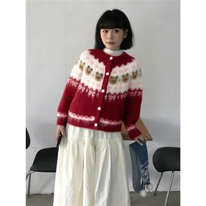 1506-1/G31460/P69圣诞穿搭费尔岛毛衣外套女秋冬季图片