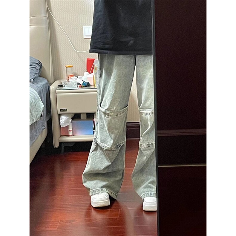 【有货】美式复古牛仔裤男宽松直筒阔腿裤设计感NZ09WW-特P55,男装牛仔裤,星座1007（原301D）
