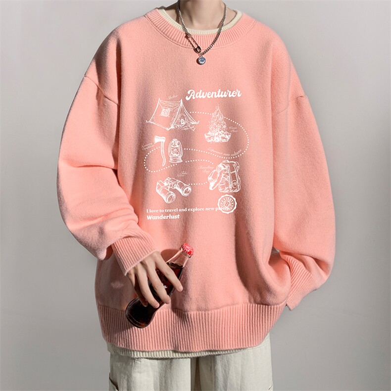 控78假两件毛衣男大码加绒针织衫男毛线衣M80336-P55加绒P70,男装针织衫/毛衣,电商A040
