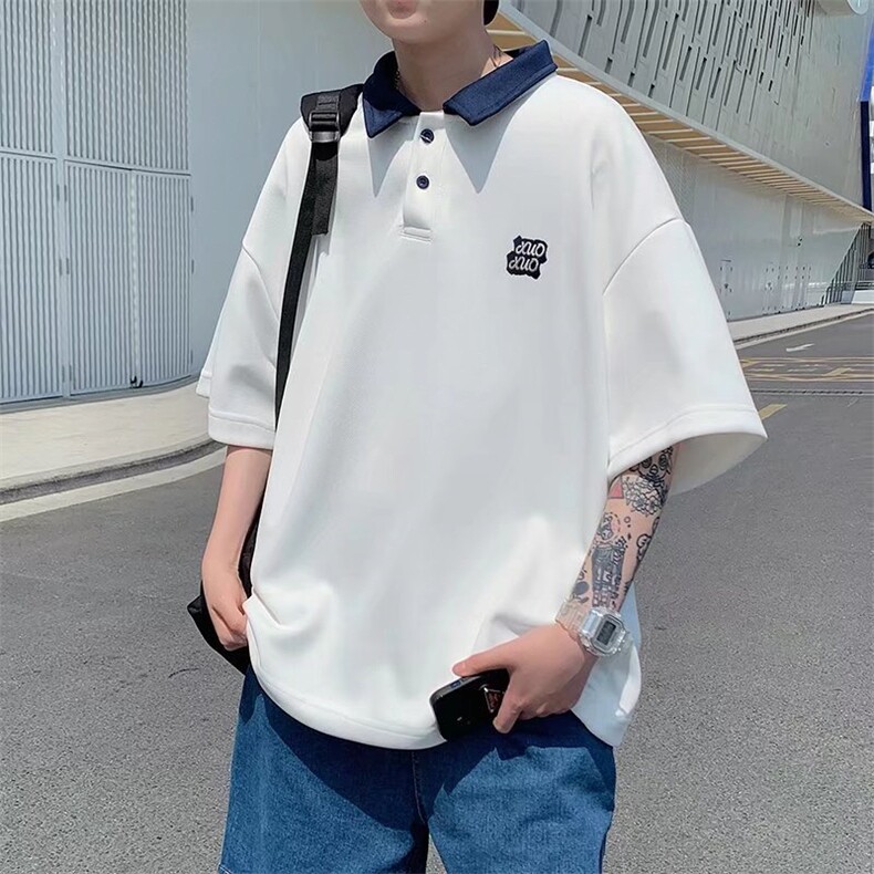 美式复古长袖学院风polo领撞色简约休闲上衣LT371P28图片