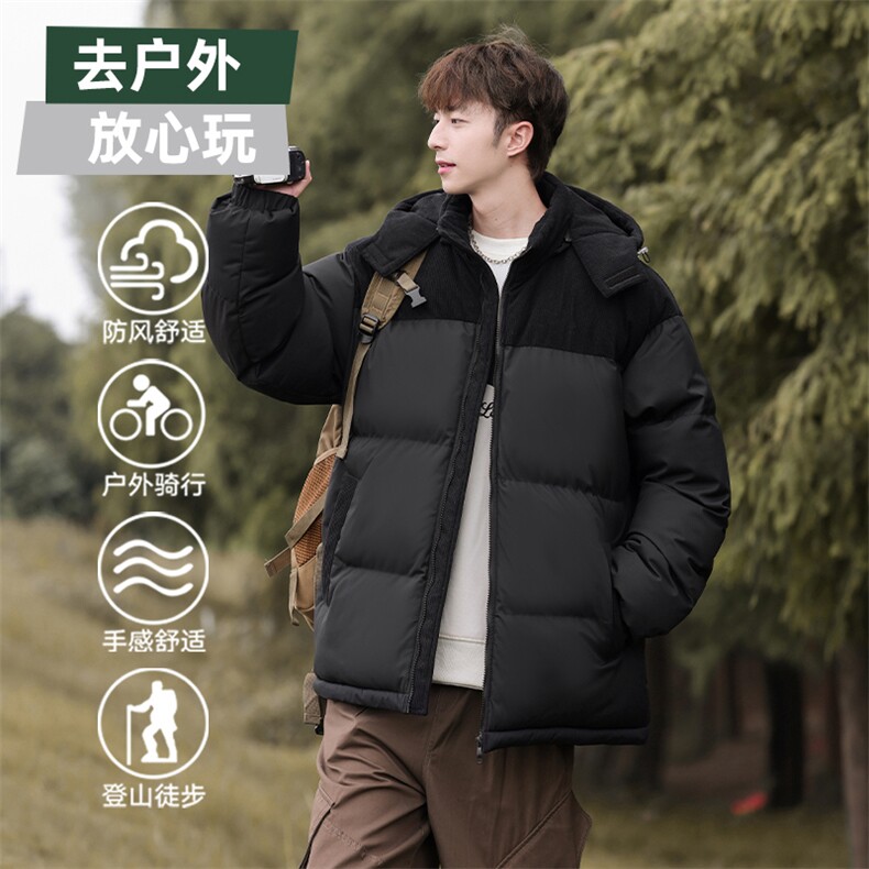 棉服撞色拼接灯芯绒外套男生冬季棉衣情侣装棉袄子M810-P85图片