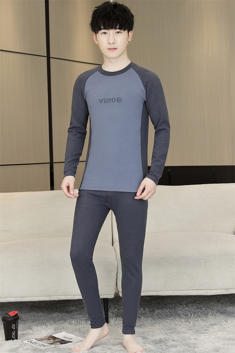 秋衣秋裤男士保暖内衣秋冬季薄款抗菌莱卡棉套装TZ3808-P50,男装休闲套装,星座310B-3