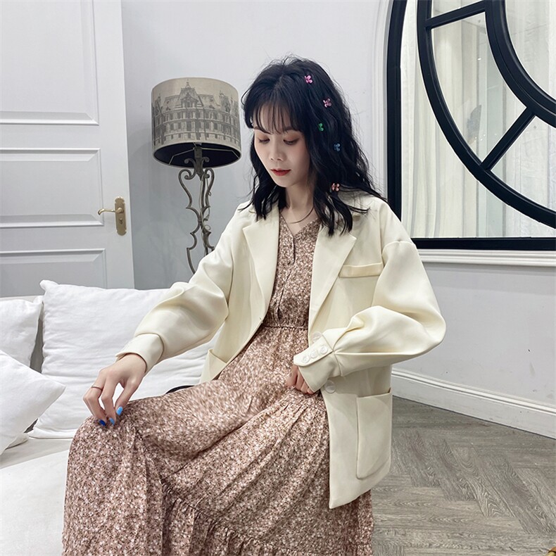 【现货】2021年秋季宽松显瘦西装166-XZ02P90控148杏色,女装西装,茜茜公主