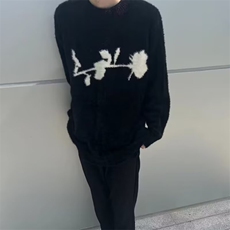 1506-1/MG1101/P56暗黑系玫瑰花马海毛毛衣cleanfit小众宽松男女，男装针织衫/毛衣，星座1506-1