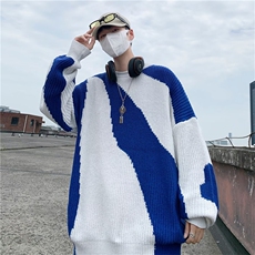 2023秋季拼色长袖休闲针织衫新款韩版潮流圆领套头毛衣男M684-P40，男装针织衫/毛衣，星座512-2