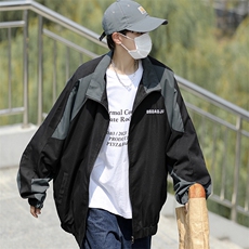 2022港风文艺撞色复古外套男春秋宽松潮流刺绣百搭夹克，男装夹克，星座716-4
