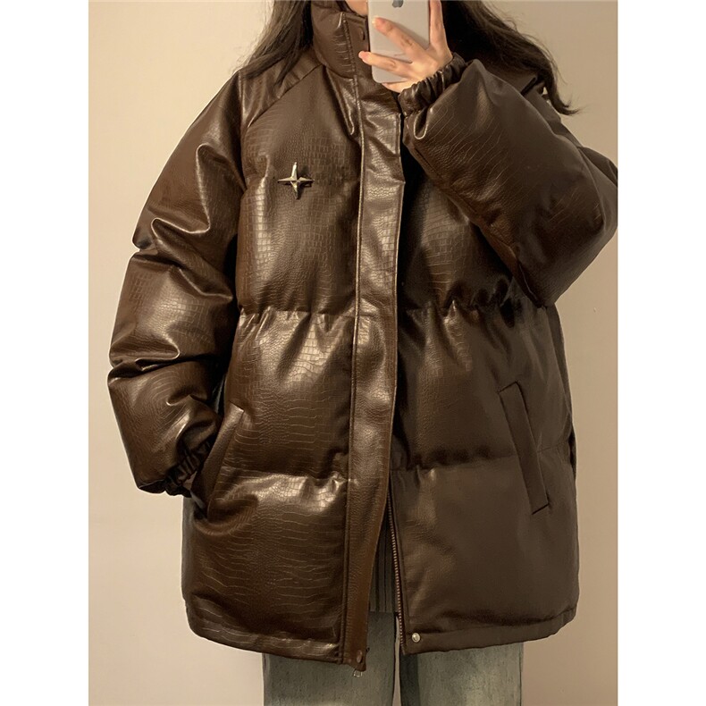 1中性风鳄鱼纹可拆卸四芒星胸针大码M-5XL棉衣男MY77733P128控168，男装棉衣，星座226-2