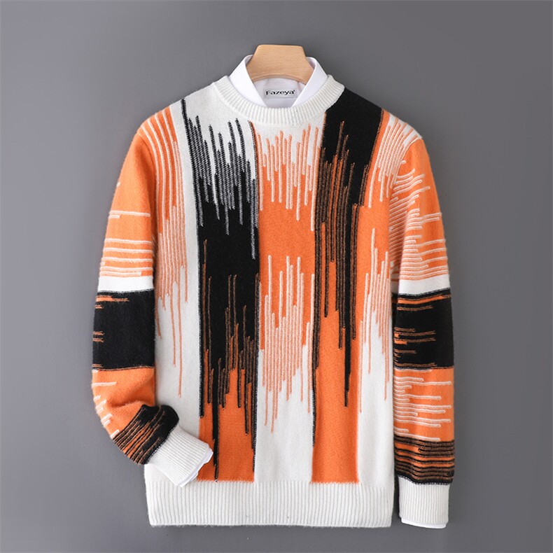 2025百搭时尚简约三色圆领羊毛衫，男装羊毛衫，牧圣羊绒
