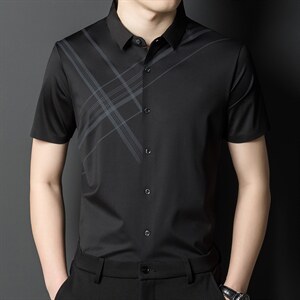短袖衬衫男春夏季新款男士半袖衬衣男装时尚扣领短衬衣服男式，男装衬衫，电商B212（原钱塘6029）