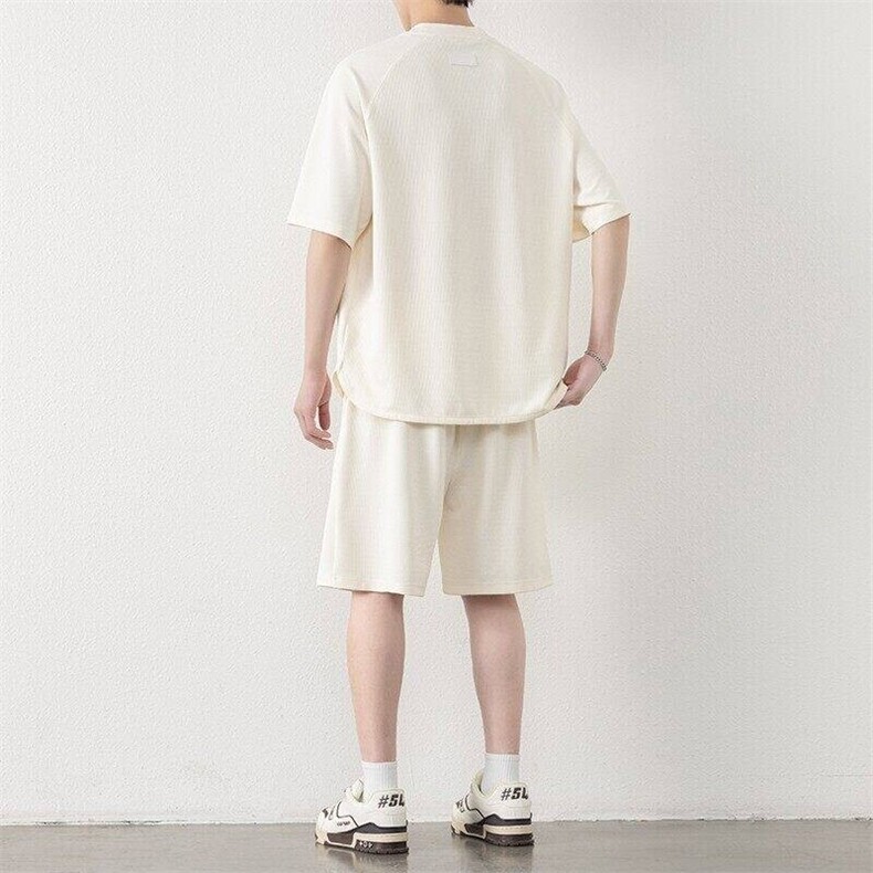 纯色二开TZ25308-特P55休闲套装男生港风宽松短袖短裤运动两件套,男装牛仔裤,电商D310B