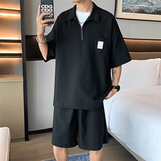 夏季POLO卫衣新款文艺五分袖男气质休闲套装潮流五分裤T1177-P48，男装Polo衫，星座512-2