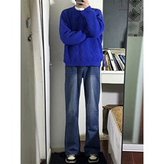 B221美式ins高街暗黑光版修身微喇牛仔裤LK23137-P55控78，男装牛仔裤，电商B221