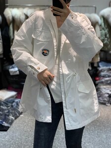 新款时尚洋气显瘦腰绳刺绣贴标ins外套潮,其它,L·H·X