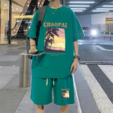 ！2024夏季新款男士华夫格短袖T恤套装百搭半袖HTZ35P50，男装T恤，电商B220
