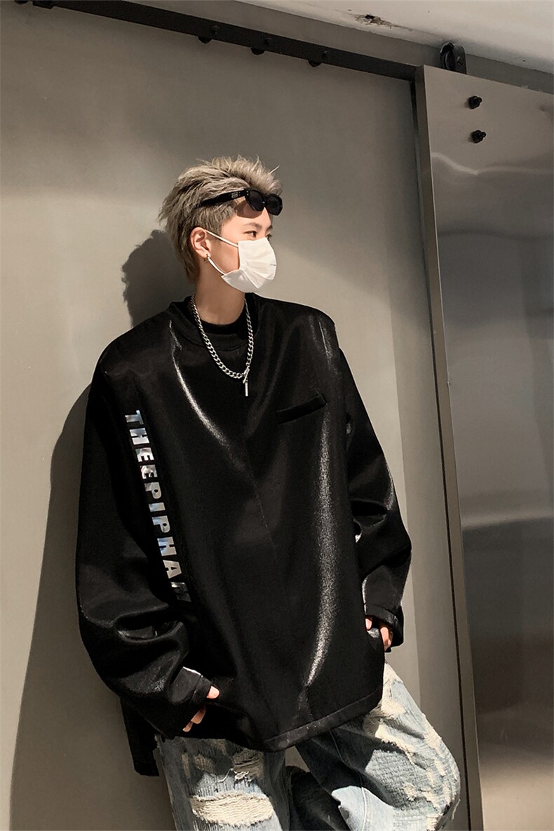 长袖t恤2025秋季假两件抗皱正肩卫衣XZ514-2-24231-P68加绒P78,男装T恤,星座514-2(原B239)