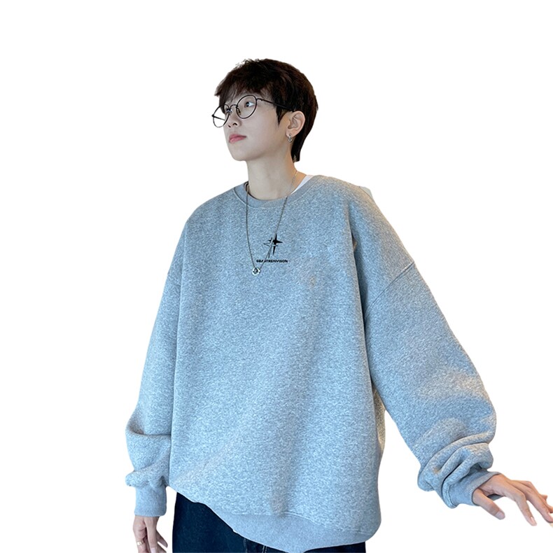 ！圆领卫衣男装港风长袖T恤男外套男WY190-P28,男装卫衣,电商B367