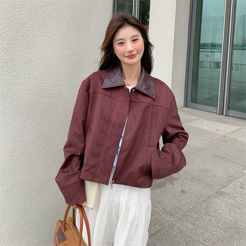 ：春装新款拼色领子短款小外套上衣2C135-6820P155K228,女装短外套,2C135