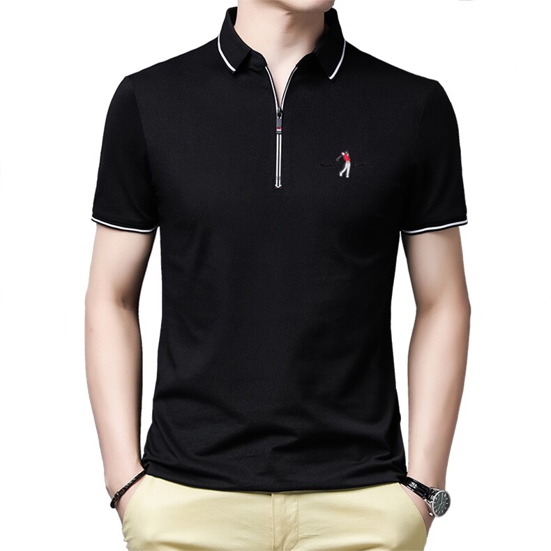 长期款商务休闲男装夏季新款短袖T恤polo衫中年翻领薄款半袖体恤,男装T恤,钱塘6003（原4033）