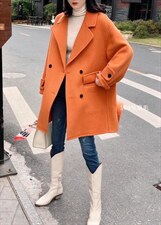 2021秋冬新款时尚西装领四粒扣气质宽松百搭百分百羊毛双面呢，女装西装，L·H·X