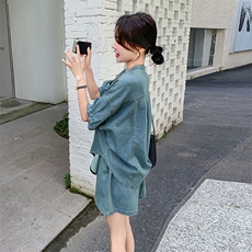 新款现货主推薄款牛仔套装9859-P135-K188，女装套装/套裙，2C129