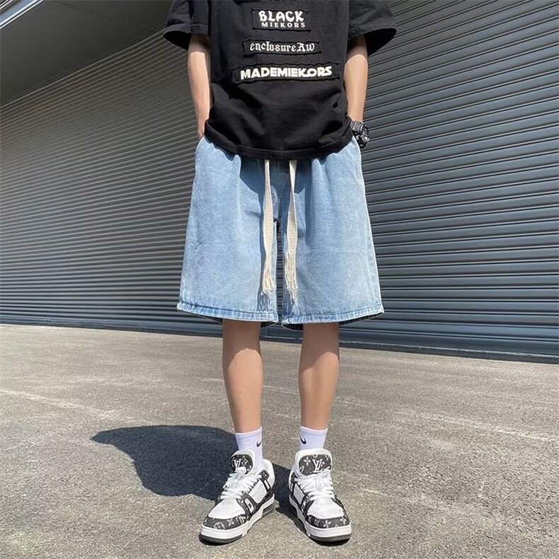 美式vibe裤子高街短裤牛仔裤男设计感小众拉链裤DK716P32,男装牛仔裤,星座1116-2