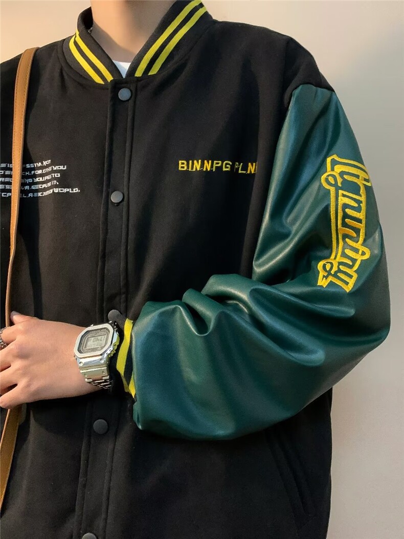 夹克外套春秋新款美式复古刺绣全刺绣麂皮绒棒球服W9225P60图片