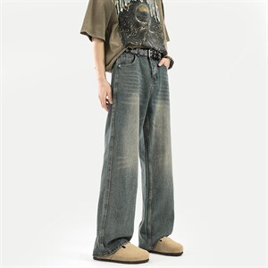 C315-G3011现货高质量重工洗水猫须马骝牛仔裤(P65限89)3，男装牛仔裤，电商C315