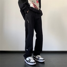 复古欧美风休闲直筒水洗牛仔裤男女显瘦宽松拖地裤，男装牛仔裤，星座410-7