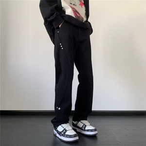 复古欧美风休闲直筒水洗牛仔裤男女显瘦宽松拖地裤图片
