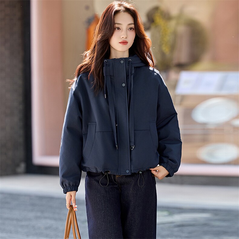 2025秋冬装新款时尚简约气质休闲收腰加绒派克服女装外套,女装棉衣/棉服,香水丽阁