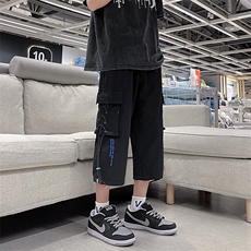工装短裤男夏季新款韩版潮流宽松抽绳休闲裤学生七分裤子D142/P38，男装牛仔裤，星座506