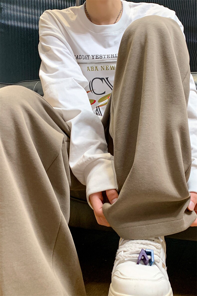 8XL-M特大码秋季新款垂感休闲裤男宽松直筒裤男裤子拖地裤K936P40,男装休闲裤,电商D206-1