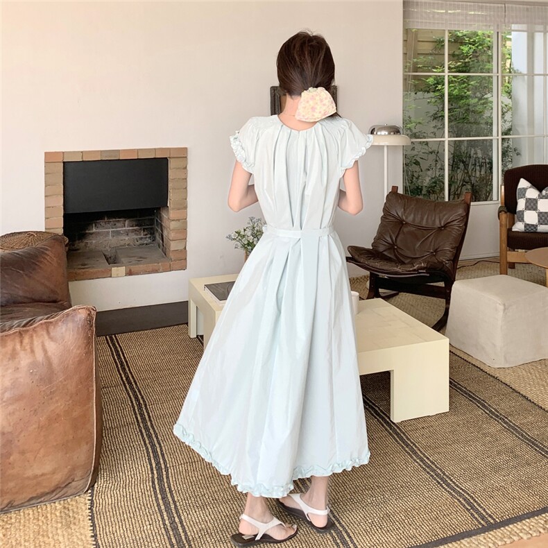 ：夏装新款韩版宽松通勤木耳边连衣裙2C135-8831P120K198,女装连衣裙,2C135