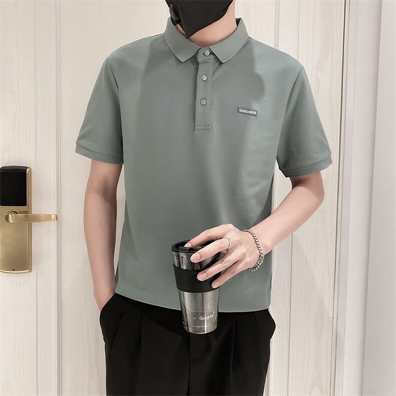 6890-P58控78时尚简约百搭POLO衫男有领短袖T恤2023夏季新款ins绿,男装Polo衫,星座1101-1