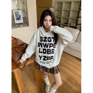 EE078-P65卫衣男女情侣薄款2024宽松印花外套连帽韩版上衣200斤图片