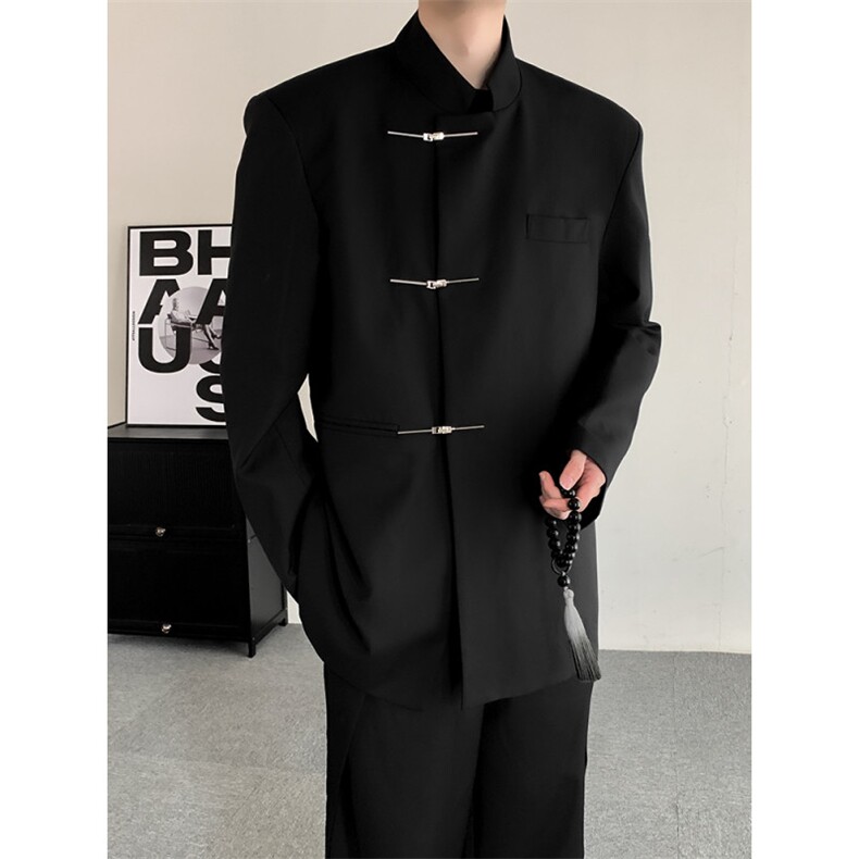 2025秋季新中式中山装立领金属扣西服结婚礼服休闲西装男女外套,男装西服套装,星座909