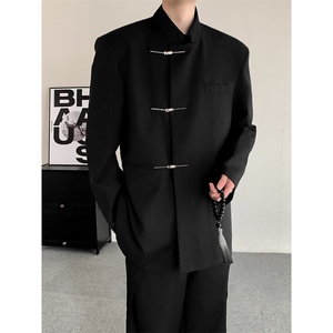 2025秋季新中式中山装立领金属扣西服结婚礼服休闲西装男女外套图片