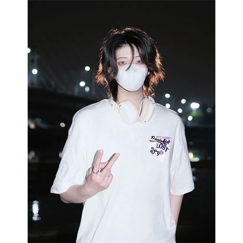 抖音得物 210克现货宽松纯棉美式潮牌印花落肩袖纯棉T恤AT21127图片