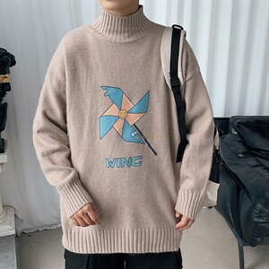 M18112-P45 半高领毛衣男士大码针织衫男毛线衣男线衫图片
