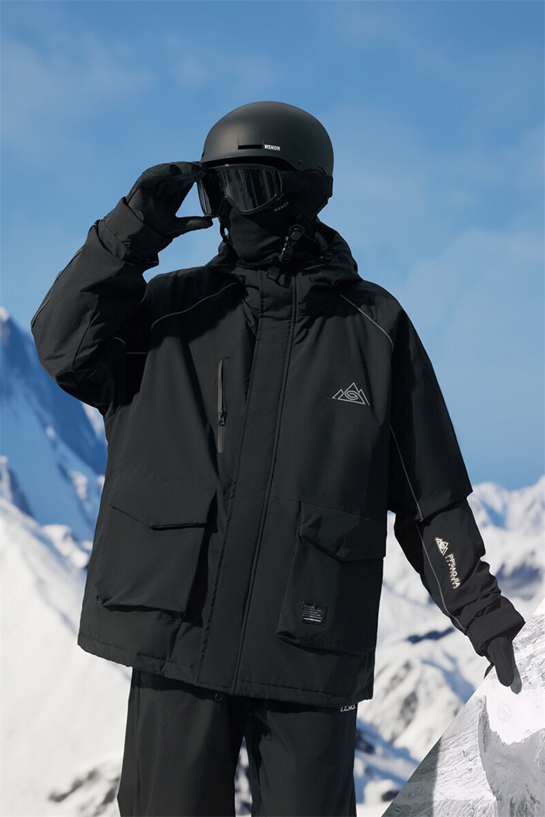 冬季单板双板防风保暖滑雪服男女反光条加绒加厚大码外套M69-P170,男装棉衣,电商A001-1