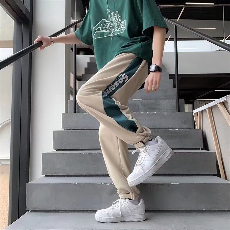 运动裤潮男休闲裤九分裤夏季宽松型条纹潮牌微弹直筒KK044-P35,女装休闲裤,星座911-3