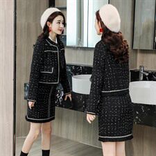 2020年秋季百搭优雅时尚显瘦潮流圆领两件套，女装套装/套裙，众宇琦